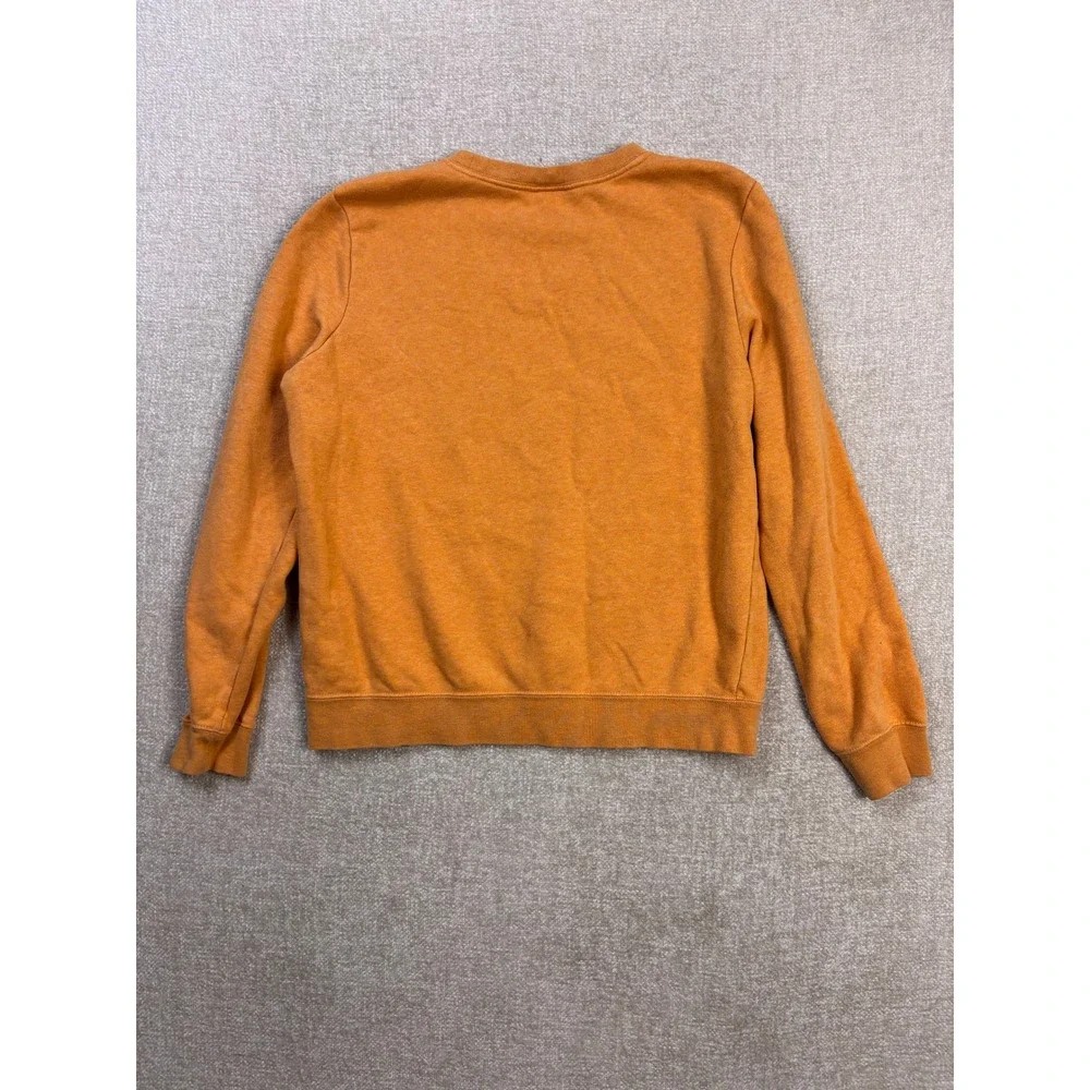 Nike Sportswear Essential Crewneck Sweatshirt Orange White Logo Fleece Womens S